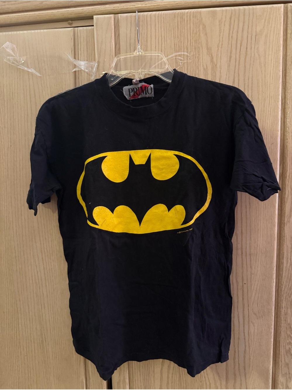 Black Batman Logo Tee - Yellow Graphic. Made for 1989 Batman movie.